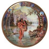 Декоративная тарелка "Гайавата и Мише-Нама", Фарфор, винтаж, Royal Worcester, Великобритания, 1993 год
