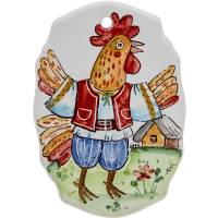 Панно "Веселый Петя-Петушок", настенный декор. Майолика, глазуровка, ручная работа. Maiolica Trifecta, Ярославль, Россия