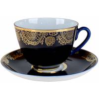 Чайная пара "Ночь", Фарфор, кобальтовое покрытие, ЛФЗ, СССР, вторая половина 20 века