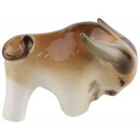 Статуэтка фарфоровая миниатюрная "Бык", буйвол, винтаж, Высота 5 см, ЛФЗ, СССР, вторая половина 20 века