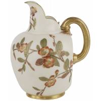 Кувшин антикварный "Садовые цветы". Высота 18,5 см. Фарфор Royal Worcester, Великобритания, 1905 г. (с нюансом)