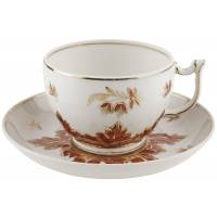 Чайная пара "Барбарис", фарфор, винтаж, Дмитровский фарфоровый завод (Вербилки), СССР, 1954-1965 гг.