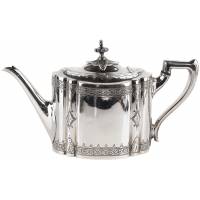 Чайник заварочный, для кипятка, антикварный. Philip Ashberry and Sons, Sheffield. Металл, серебрение. Великобритания, конец 19 века
