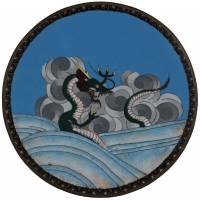 Декоративная тарелка клуазоне "Дракон". Эмаль, Япония, винтаж, середина 20 века