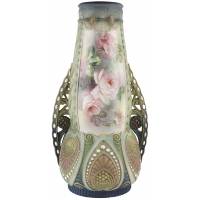 Ваза для цветов антикварная "Экзотика", Высота 31 см, Фарфор, Robert Hanke?, Австрия, начало 20 века (нюанс)