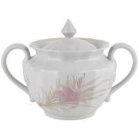 Сахарница с крышкой "Розовая лилия", фарфор, винтаж, Вербилки, СССР, 1965 - 1991 гг. 