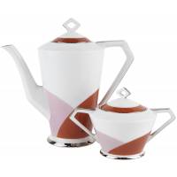 Кофейник и сахарница "Авангард", фарфор, винтаж, вторая половина 20 века