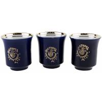 Набор стаканов "Новгород", 3 шт, Фарфор, кобальтовое покрытие. Бронницы, СССР, вторая половина 20 века