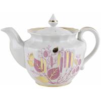 Чайник заварочный "Золотые сережки", фарфор, винтаж, Вербилки, СССР, 1965-1991 гг.