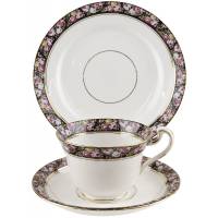 Чайное трио антикварное "Розамунда". Английский фарфор. Alfred B Pearce , Великобритания, первая половина 20 века (кракелюр)