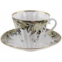 Чайная пара "Осень". Фарфор. ЛФЗ, СССР, вторая половина 20 века (нюанс) 